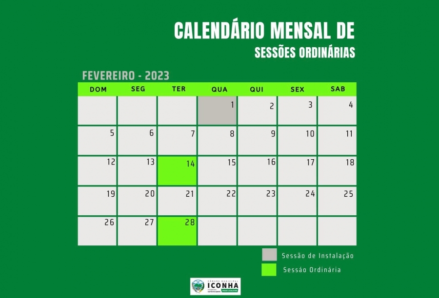 Confira o Calendário de Sessões de Fevereiro